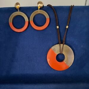 Two-Tone Orange and Tan Jewelry Set